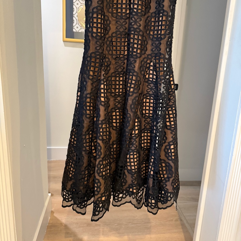 Fabulous Agilita Black Tie Applique Overlay Nude Trumpet Mermaid Dress Sz XS - Picture 9 of 12